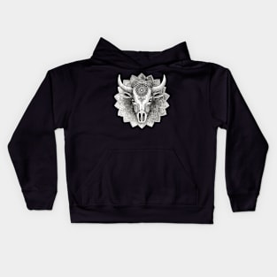 Cow skull mandala Kids Hoodie